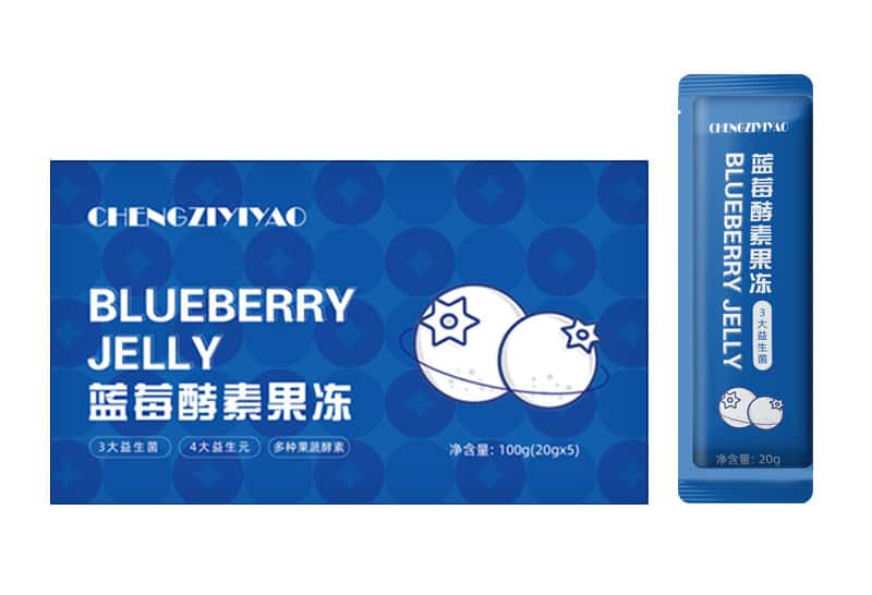 藍莓酵素果凍代加工OEM/ODM果蔬清潤果味益生元菌果凍條貼牌定制